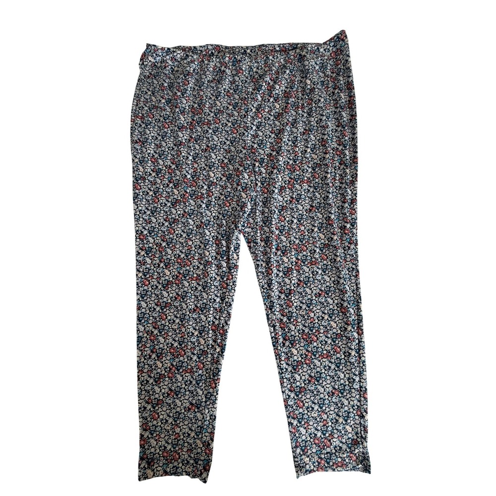 Terra & Sky Womens 3X Floral Leggings Navy Blue Ditsy Print Cropped TS102147P